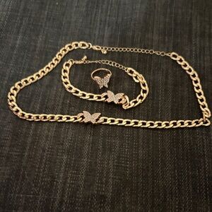 Elegant Gold Butterfly Jewelry Set